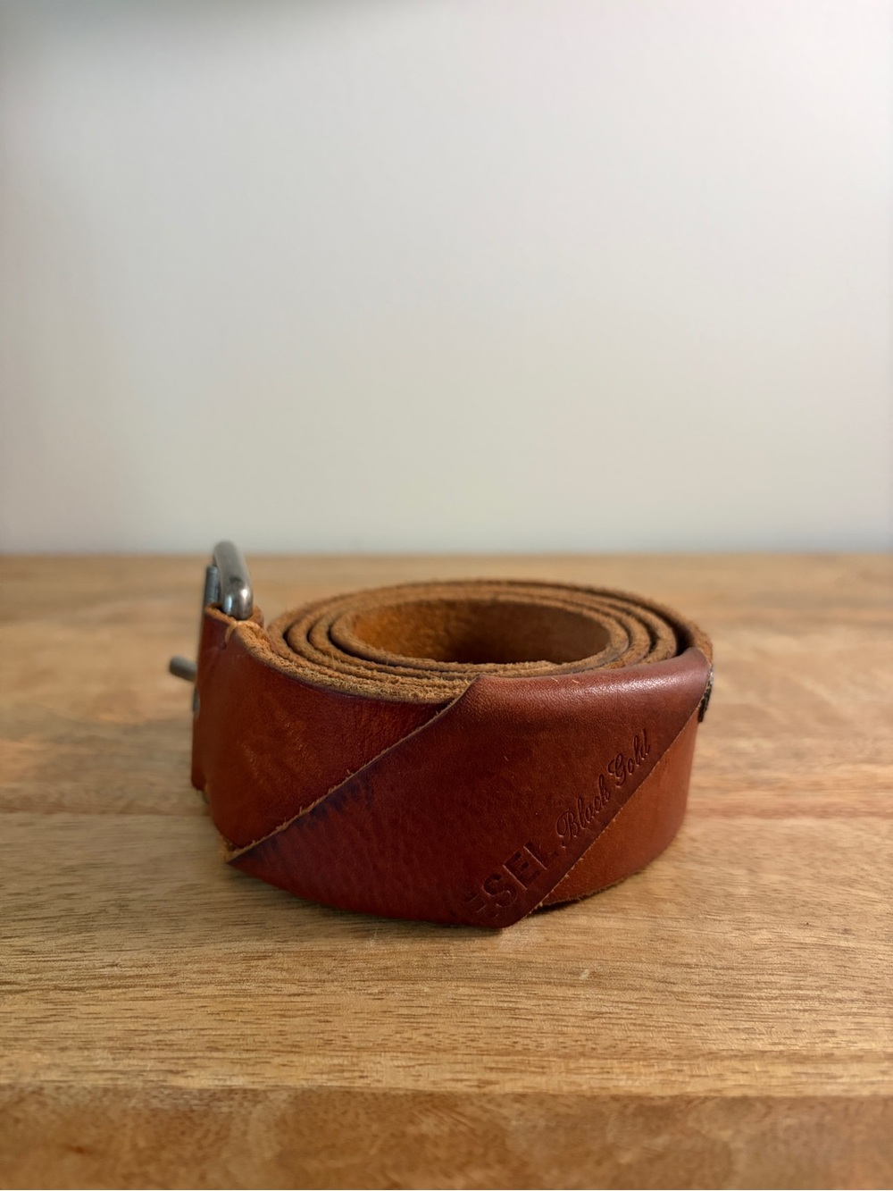 Y2K Diesel Black Gold Brown Leather Belt – Made in Italy | Genuine Leather